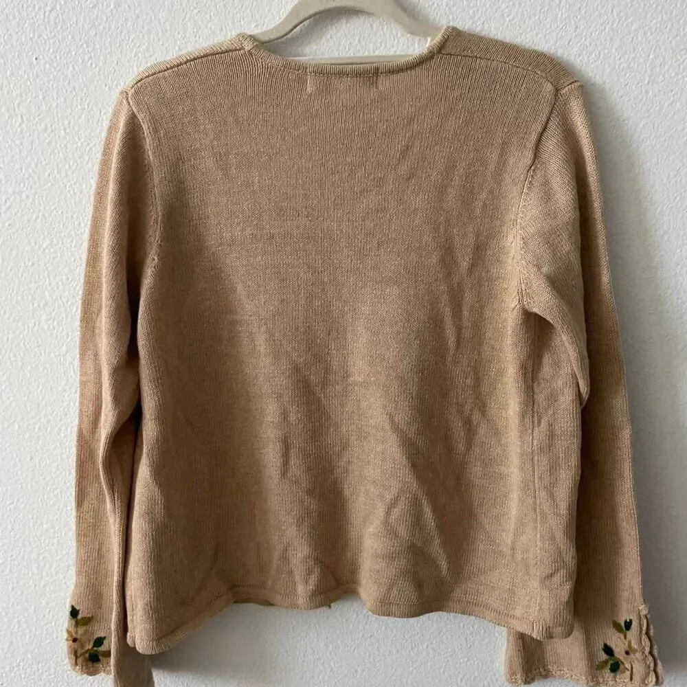 Victoria Jones Petite Floral Cardigan Women's S Vintage Embroidered Y2K Knit - Picture 4 of 7